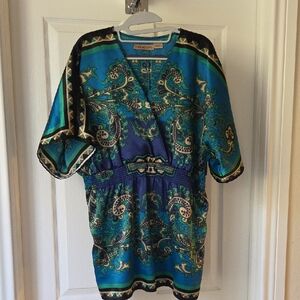 Notations Teal and Blue Paisley Tunic